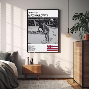 Max Holloway Poster, Fighter Wall Art Decor, MMA, Blessed, Mixed Martial Arts Print