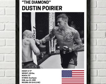 Dustin Poirier Poster, Fighter Wall Art Decor, UFC, Mixed Martial Arts Print, mma Canva for Home Gym, Sports Fan Wall Decor, Man Cave