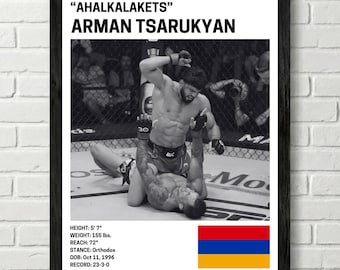 Arman Tsarukyan Poster, Fighter Wall Art Decor, UFC, Mixed Martial Arts Print, mma Canva for Home Gym, Sports Fan Wall Decor, Man Cave