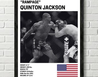 Póster de Quinton Rampage Jackson, decoración de pared de luchador, UFC, impresión de artes marciales mixtas, lienzo de MMA para gimnasio en casa, cueva de hombre