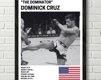 Póster de Dominick Cruz, decoración de pared de luchador, UFC, impresión de artes marciales mixtas, lienzo de MMA para gimnasio en casa, decoración de pared para aficionados al deporte, cueva del hombre