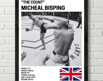 Micheal Bisping Poster, Fighter Wall Art Decor, UFC, Mixed Martial Arts Print, mma Canva for Home Gym, Sports Fan Wall Decor, Man Cave