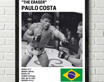 Póster de Paulo Costa, decoración de pared de luchador, UFC, impresión de artes marciales mixtas, lienzo de MMA para gimnasio en casa, decoración de pared para aficionados al deporte, cueva del hombre