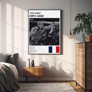 Ciryl Gane Poster, Fighter Wall Art Decor, Bon Gamin, MMA, Mixed Martial Arts Print