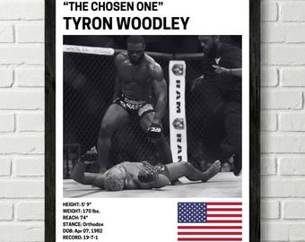 Tyron Woodley Poster, Fighter Wall Art Decor, UFC, Mixed Martial Arts Print, mma Canva for Home Gym, Sports Fan Wall Decor, Man Cave