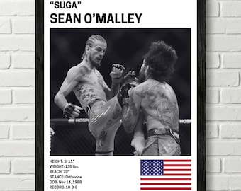 Sean O' Malley Poster, Fighter Wall Art Decor, UFC, Mixed Martial Arts Print, mma Canva for Home Gym, Sports Fan Wall Decor, Man Cave
