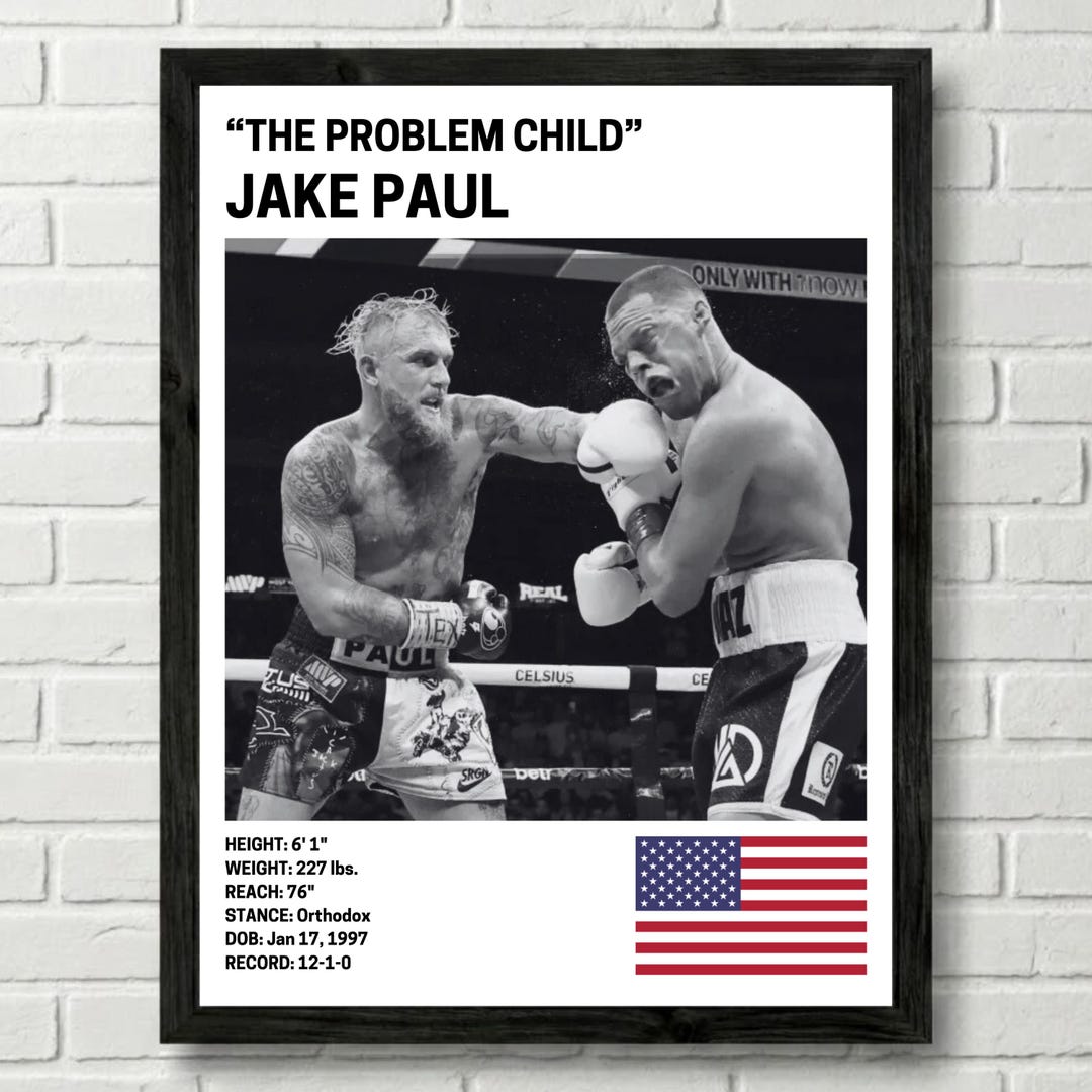 Jake Paul Poster, Boxer Fighter Wall Art Decor, the Problem Child ...