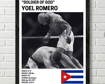 Yoel Romero Poster, Fighter Wall Art Decor, UFC, Mixed Martial Arts Print, mma Canva for Home Gym, Sports Fan Wall Decor, Man Cave