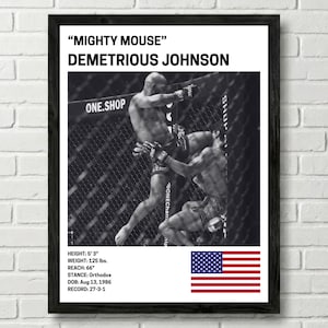 Demetrious Johnson Poster, Kämpfer, UFC, Mixed Martial Arts Print, mma Canva für Home Gym, Sportfan, Manneshöhle