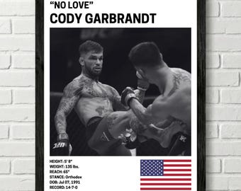 Cody Garbrandt Poster, Fighter Wall Art Decor, UFC, Mixed Martial Arts Print, mma Canva for Home Gym, Sports Fan Wall Decor, Man Cave