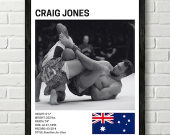 Póster de Jiu Jitsu de Craig Jones, arte mural de lucha libre, póster de grappling, ADCC, IBJJF