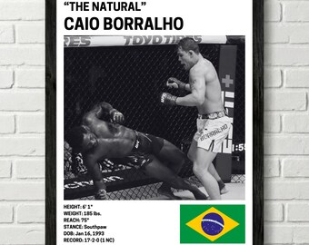 Póster de Caio Borralho, decoración de pared de luchador, UFC, impresión de artes marciales mixtas, lienzo de MMA para gimnasio en casa, decoración de pared para fanáticos de los deportes, cueva del hombre