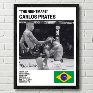 Carlos Prates Poster, Fighter Wall Art Decor, UFC, Mixed Martial Arts Print, mma Canva for Home Gym, Sports Fan Wall Decor, Man Cave