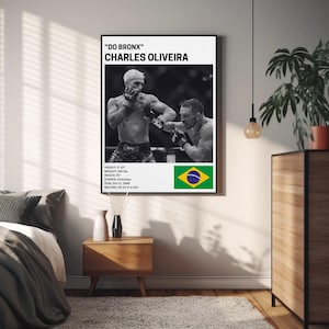 Charles Oliveira Poster, Fighter Wall Art Decor, Do Bronx, MMA, Mixed Martial Arts Print