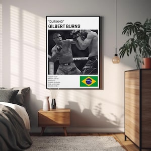 Pôster de Gilbert Burns, decoração de parede de lutador, Durinho, MMA, impressão de artes marciais mistas