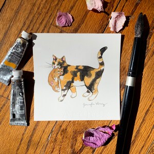 4x4&quot; Original Watercolor Painting: Mama and Baby