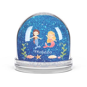 Mermaid Snow Globe, Personalized Glitter Globe, Unique Home Decor, Gift for Kids, Ocean-Themed Collectible