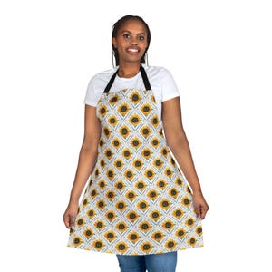 Sunflower Apron with 5-Color Straps, Gardening, Cooking, BBQ, Artist Gift, Summer Vibes, Floral Decor