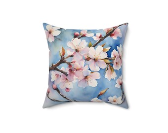 Cherry Blossom Pillow: Floral Spring Home Decor Cushion