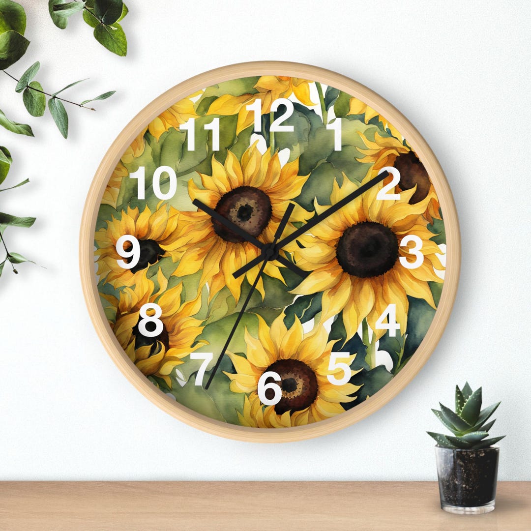 Sunflower Wall Clock: Vibrant Floral Home Decor - Etsy