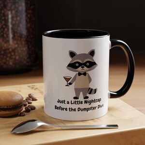 Whimsical Raccoon Coffee Mug, Funny Gift for Animal Lovers, Cute Coffee Cup for Home or Office, Nightcap-Themed Mug, Unique Mug