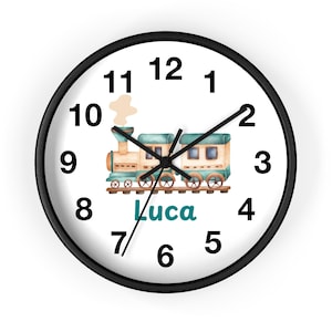 Personalized Train Clock: Children&#39;s Nursery Wall Art