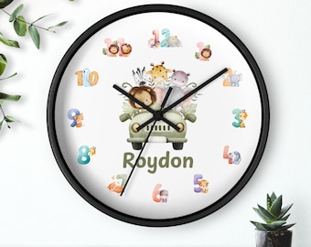 Personalized Animal Wall Clock: Kids Nursery Decor