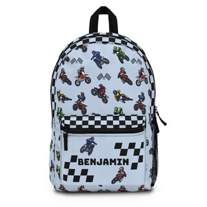 Sac à dos à motif moto pour aventuriers, cartable pour enfants, équipement d'équitation personnalisé, parfait pour les anniversaires, la rentrée des classes et les vacances