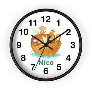 Noahs Ark Kids Wall Clock, Nursery Decor, Childrens Room Clock, Animal Theme Clock, Baby Shower Gift