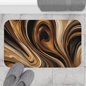 Braun Marmorierte Badematte: Memory Foam Luxus Duschteppich