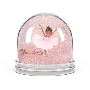 Personalized Ballerina Snow Globe, Custom Dance Decor, Pink Glitter Keepsake, Unique Gift for Dancers, Gift for Girls, Dance Studio