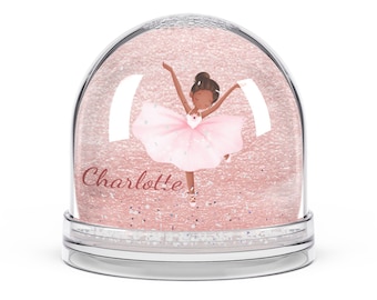 Personalized Ballerina Snow Globe: Pink Glitter Dance Keepsake