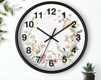 Floral Wall Clock: Whimsical Home Decor, Modern Boho Accent