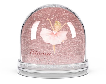 Personalized Ballerina Snow Globe, Pink Glitter Dance Keepsake, Custom Dancer Decor