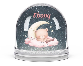 Personalisierte Bär Schneekugel, Babyparty Andenken, Kinderzimmer Dekor
