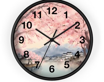 Cherry Blossom Wall Clock: Japanese Sakura Floral Decor
