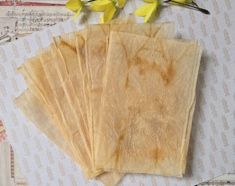 10 Stained Tea Bag Papers Ephemera Junk Journal Papers Scrapbooking Embellishments Mixed Media Tea Stained Art Paper Supplies