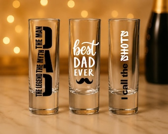 Personalized Dad Shot Glass | Funny Father’s Day Gift for Dad | Custom Name Shot Glass | Best Dad Ever | I Call The Shots | Legend Dad Gift