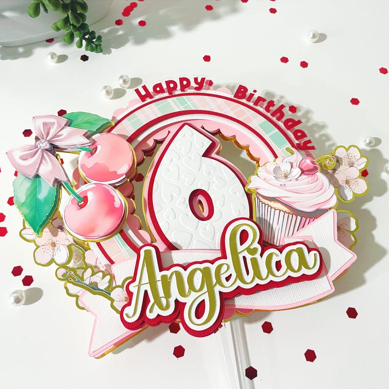 Cherry Cake Topper Coquette Bow and Cherries Birthday Party - Etsy