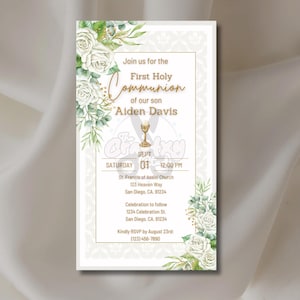 First Communion Digital Invitation Religious Party Decor