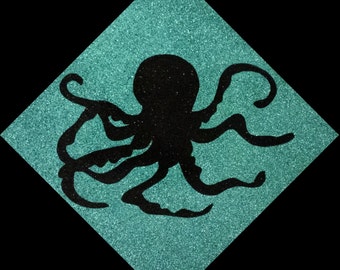 Octopus Glitter Wall Art • Steampunk Kraken Home Decor • Goth Sea Creature Art