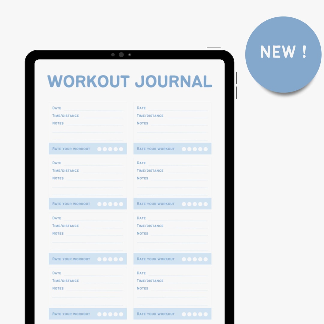 PRINTABLE WORKOUT JOURNAL, Fitness Planner, Exercise Tracking Log ...