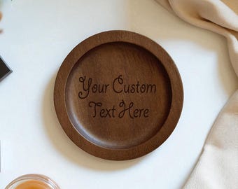 Personalized Walnut Ring Dish, Engraved Wood Jewelry Tray