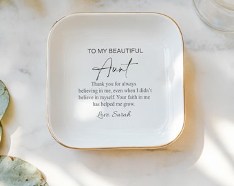 To My Aunt Ring Dish, Mothers Day Gift, Jewelry Tray, Ceramic Dish, Custom Ring Dish, Aunt Ring Dish, Gift from Nephew, Personalized Gift