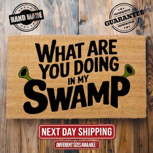 What Are You Doing In My Swamp Welcome Mat, Funny Doormat, Movie Gift, Funny Gift, Home Decor, Outdoor Mat, Shrek Gift, Front Porch Decor