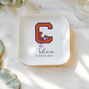 Custom University Logo Ceramic Trinket Dish, Graduation Gift