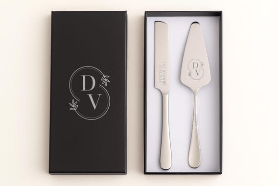 Custom Wedding Cake Knife and Server Set, Keepsake Gift
