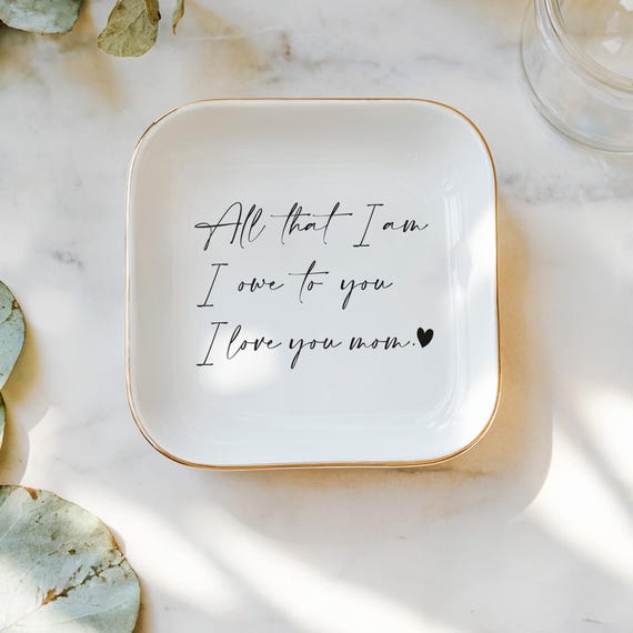 Customized Mother of The Bride Ring Dish, Wedding Favor Gifts For Mom, Mothers Day Gift, Jewelry Tray, Ceramic Dish, Custom Ring Dish