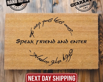 Speak Friend and Enter Doormat, Geek Nerd Funny Doormat, Welcome Mat, Farmhouse Decor, Housewarming Gift, Funny Gift, Trendy Doormat
