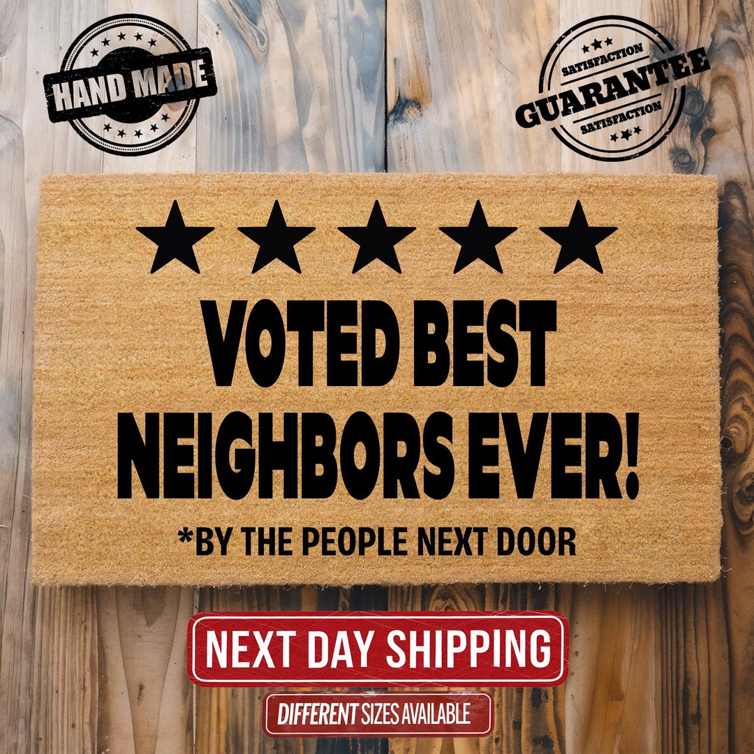 Voted Best Neighbors Ever Doormat, Colorful Neighbor Doormat, Funny ...